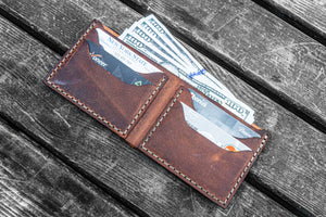 No.48 Personalized Handmade Leather Wallet - Crazy Horse Orange-Galen Leather