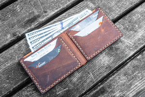 No.48 Personalized Handmade Leather Wallet - Crazy Horse Orange-Galen Leather