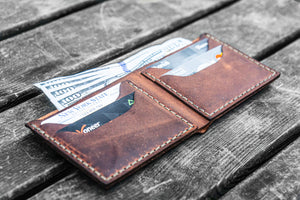 No.48 Personalized Handmade Leather Wallet - Crazy Horse Orange-Galen Leather