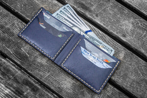 No.48 Personalized Handmade Leather Wallet - Navy Blue-Galen Leather