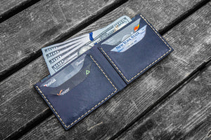 No.48 Personalized Handmade Leather Wallet - Navy Blue-Galen Leather