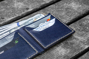 No.48 Personalized Handmade Leather Wallet - Navy Blue-Galen Leather