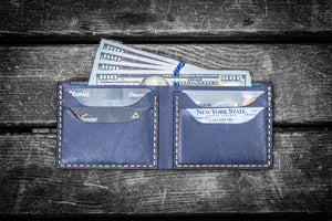 No.48 Personalized Handmade Leather Wallet - Navy Blue-Galen Leather