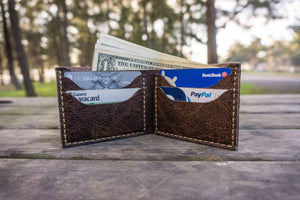 No.48 Personalized Handmade Leather Wallet - Rustic Dark Brown-Galen Leather