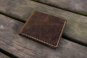 No.48 Personalized Handmade Leather Wallet - Rustic Dark Brown-Galen Leather