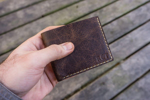 No.48 Personalized Handmade Leather Wallet - Rustic Dark Brown-Galen Leather