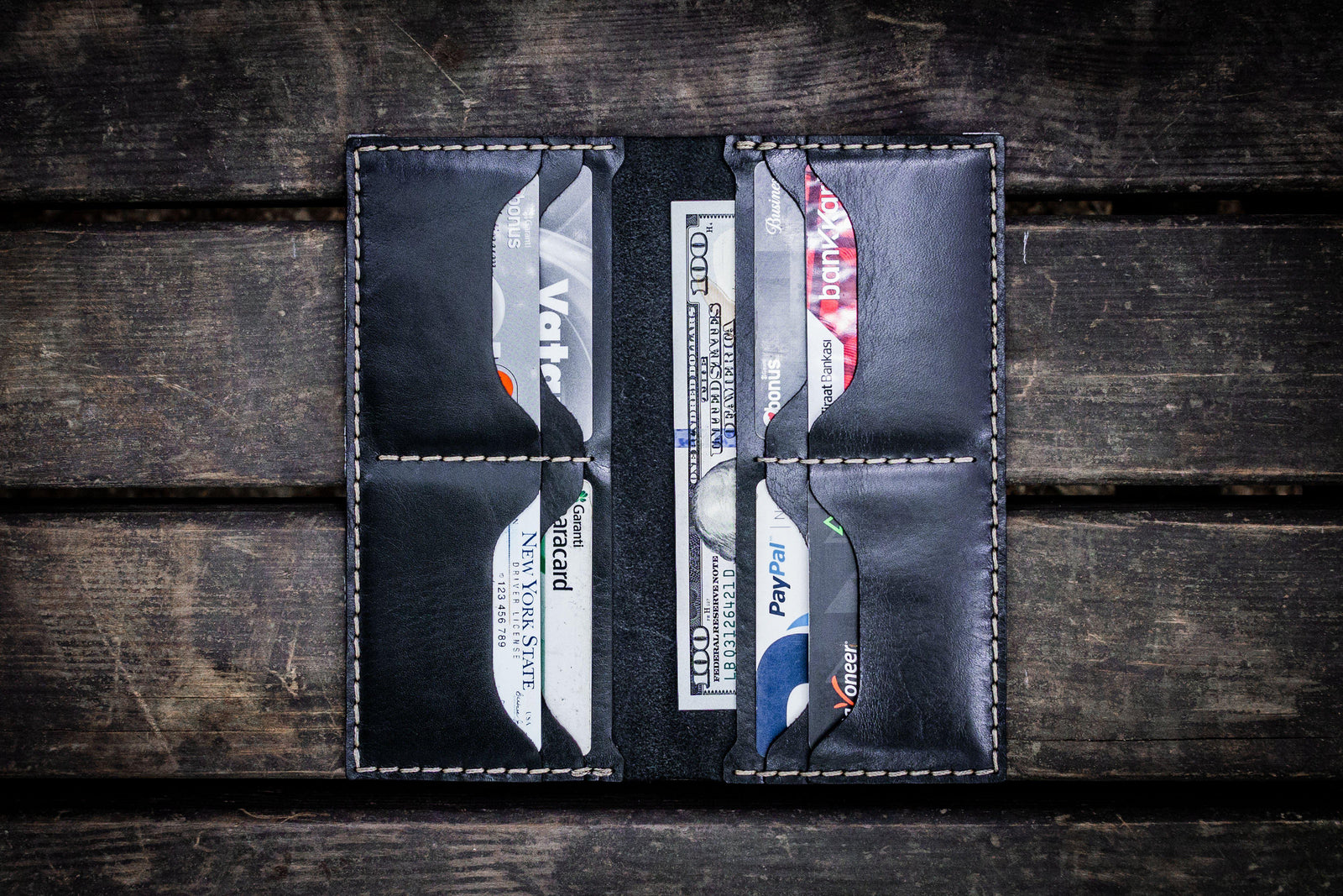 No.49 Handmade Leather Women Wallet - Black-Galen Leather