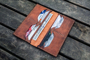 No.49 Handmade Leather Women Wallet - Crazy Horse Orange-Galen Leather