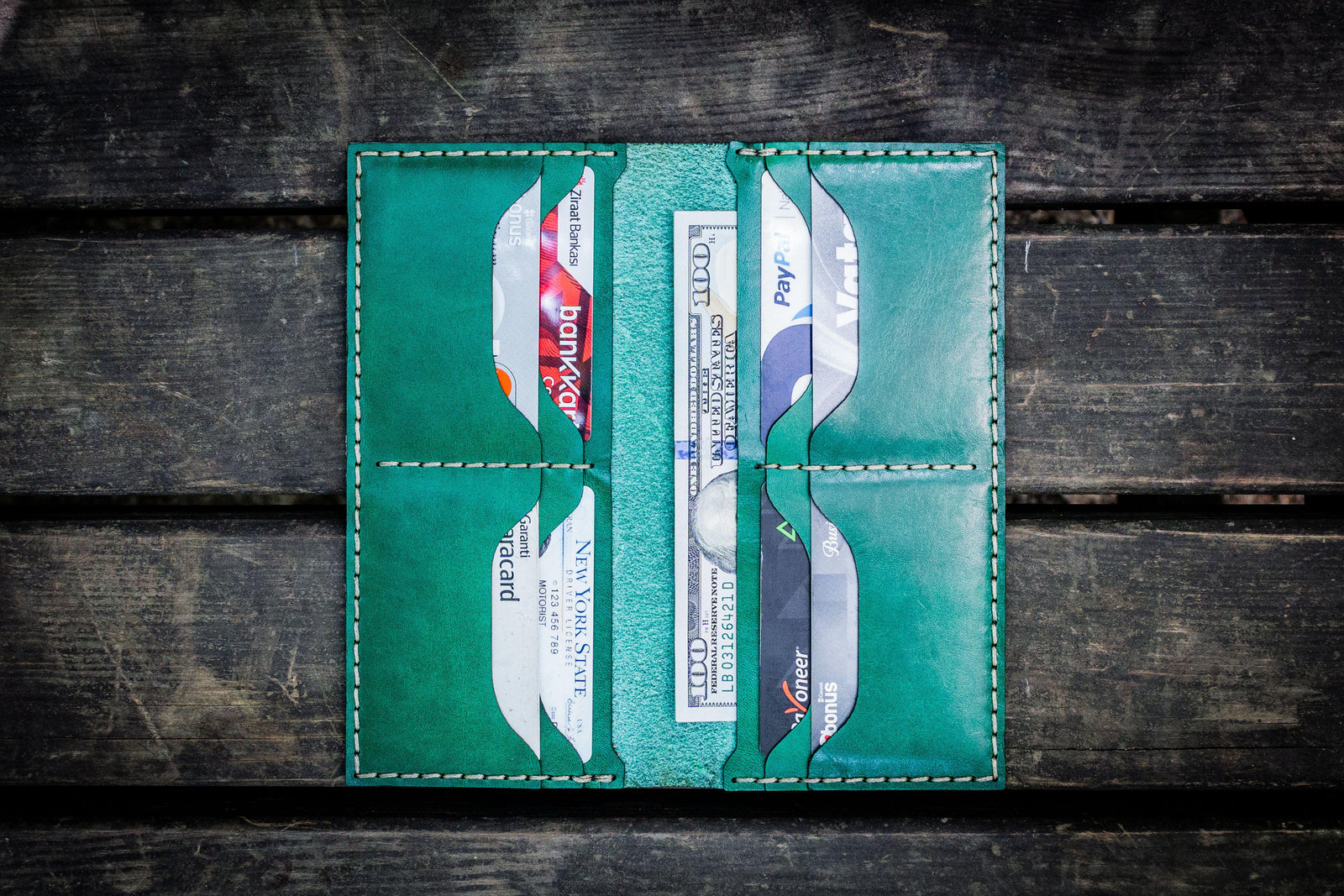 No.49 Handmade Leather Women Wallet - Green-Galen Leather