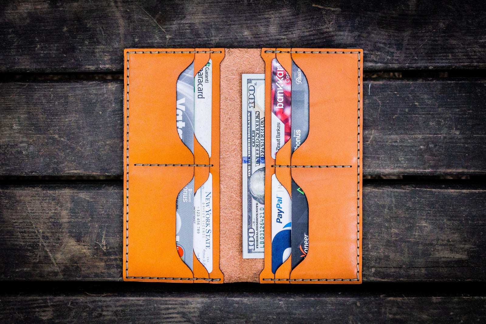 No.49 Handmade Leather Women Wallet - Orange-Galen Leather