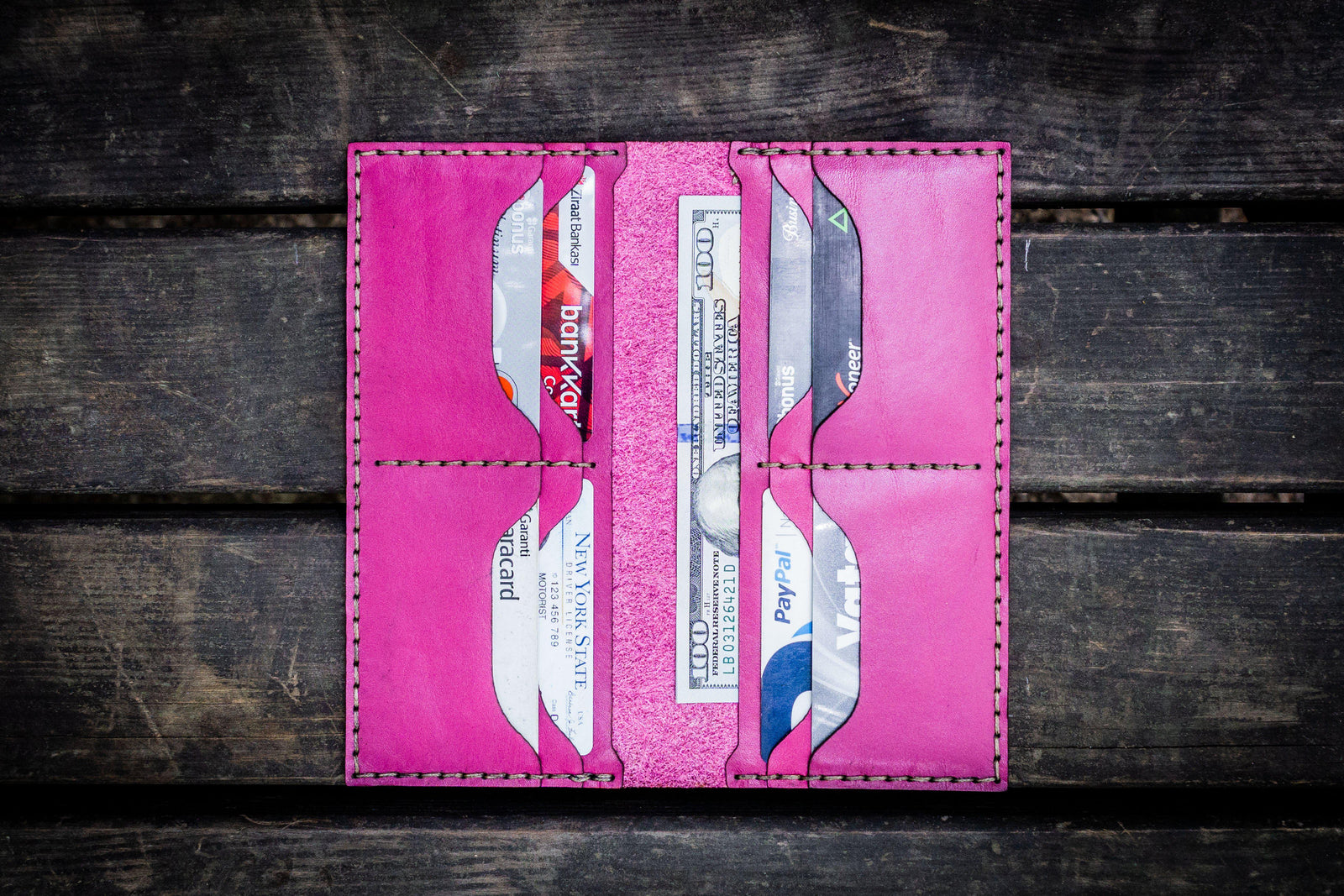 No.49 Handmade Leather Women Wallet - Pink-Galen Leather