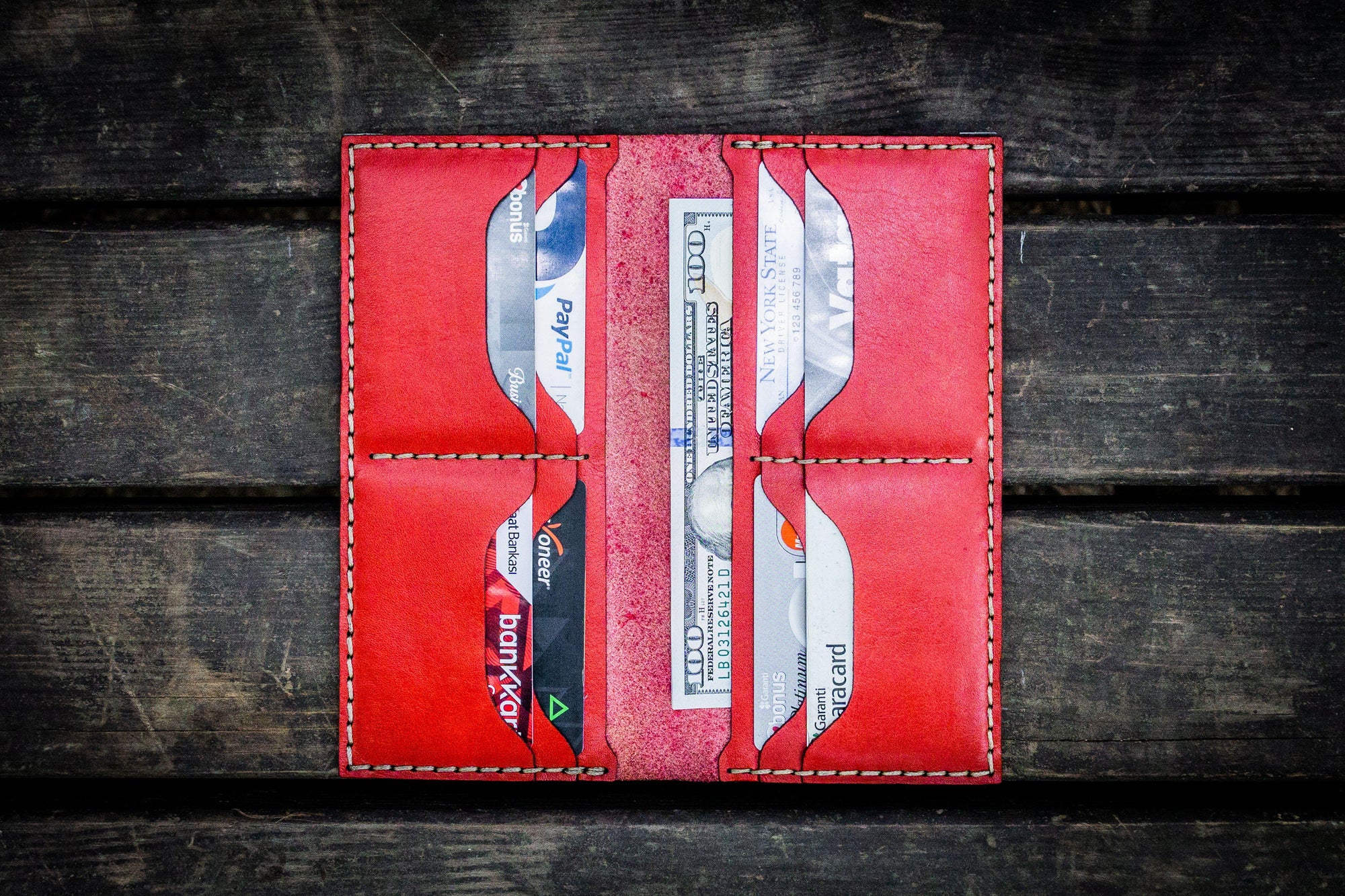 No.49 Handmade Leather Women Wallet - Red-Galen Leather