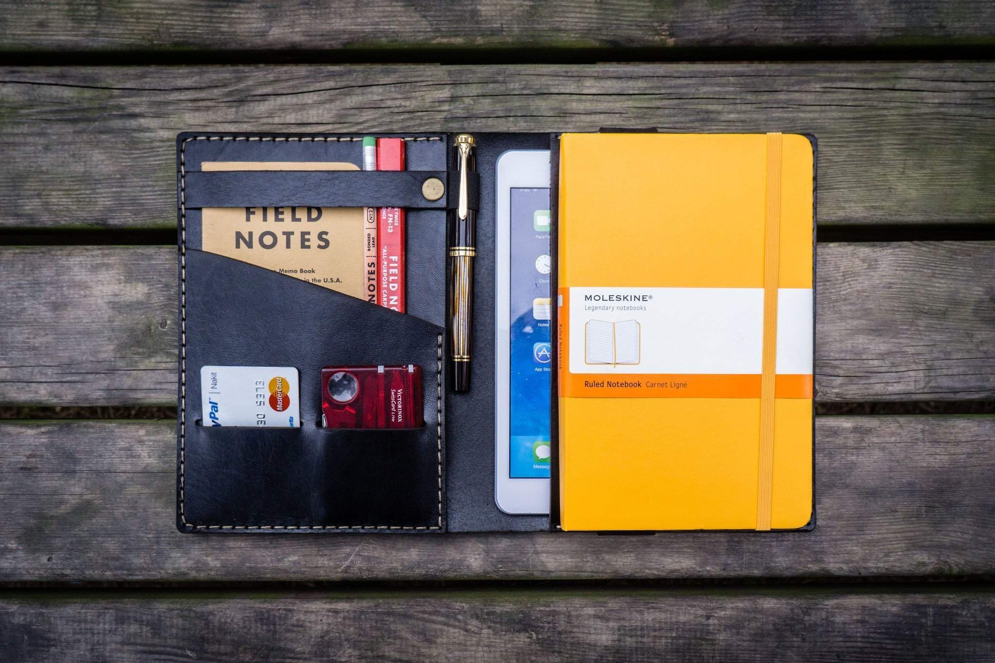 Personalized Leather Journal for iPad Mini & Large Moleskine