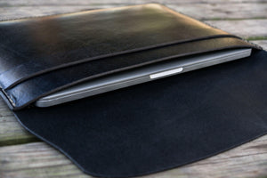 Personalized Leather MacBook Sleeves - Black-Galen Leather