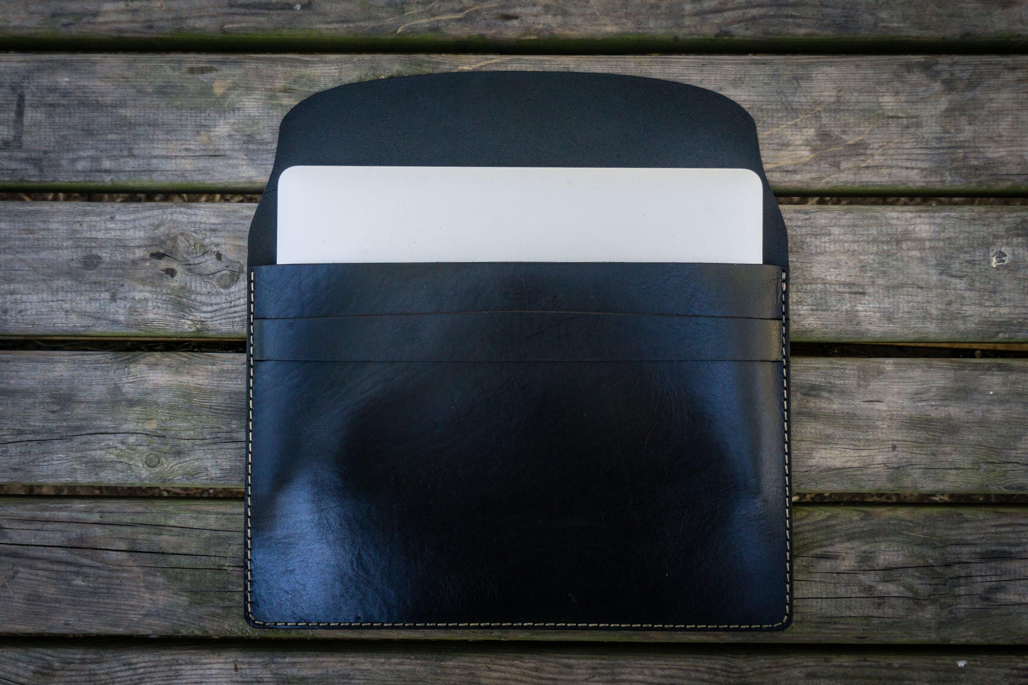 Personalized Leather MacBook Sleeves - Black-Galen Leather