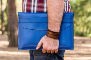 Personalized Leather MacBook Sleeves - Blue-Galen Leather