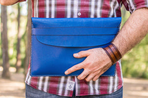 Personalized Leather MacBook Sleeves - Blue-Galen Leather