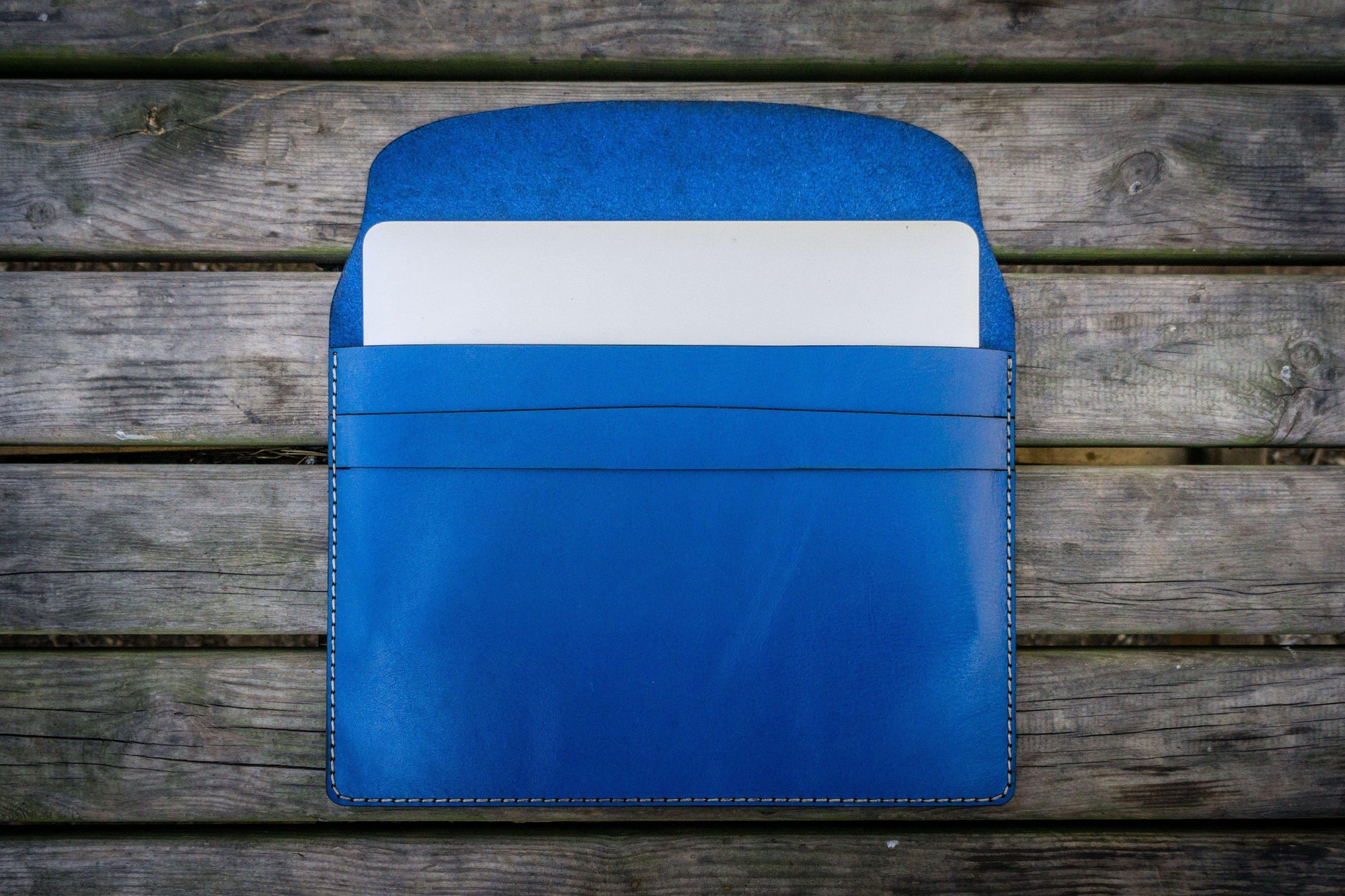 Personalized Leather MacBook Sleeves - Blue-Galen Leather