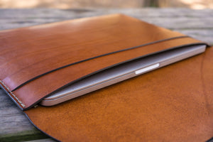 Personalized Leather MacBook Sleeves - Brown-Galen Leather
