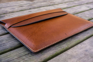 Personalized Leather MacBook Sleeves - Brown-Galen Leather