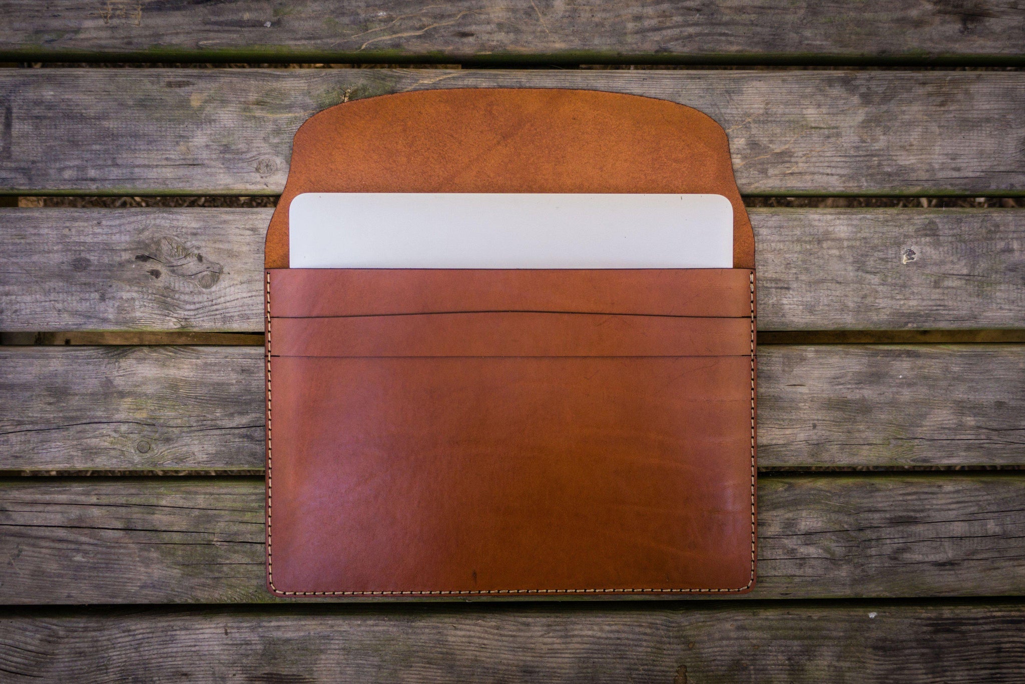 Personalized Leather 12/13/15" MacBook Sleeve - Brown | Galen Leather Personalized Leather 12/13/15" MacBook Sleeve - Brown | Galen Leather