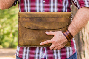 Personalized Leather MacBook Sleeves - Crazy Horse Brown-Galen Leather