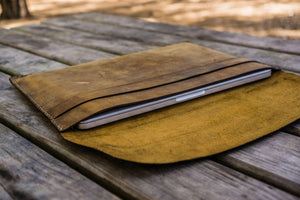 Personalized Leather MacBook Sleeves - Crazy Horse Brown-Galen Leather