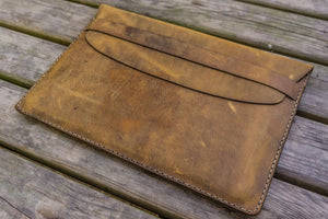 Personalized Leather MacBook Sleeves - Crazy Horse Brown-Galen Leather
