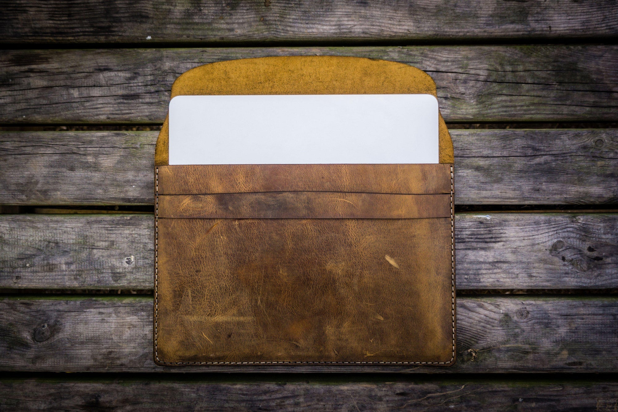 Personalized Leather MacBook Sleeves - Crazy Horse Brown-Galen Leather