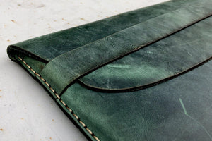 Personalized Leather MacBook Sleeves - Crazy Horse Forest Green-Galen Leather
