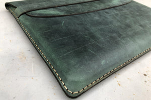 Personalized Leather MacBook Sleeves - Crazy Horse Forest Green-Galen Leather