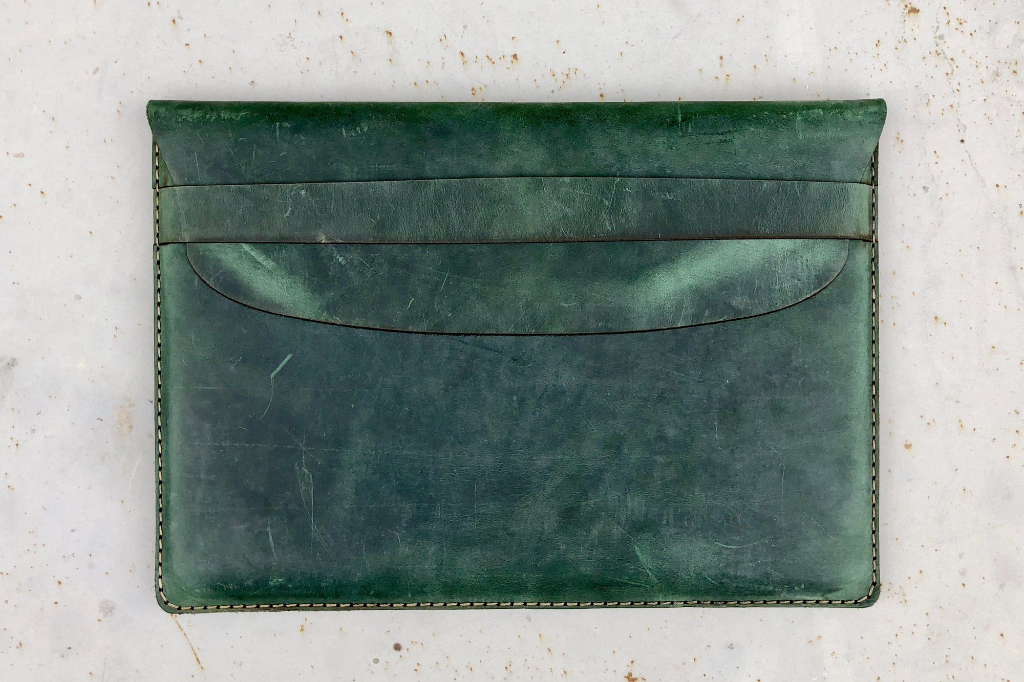 Personalized Leather MacBook Sleeves - Crazy Horse Forest Green-Galen Leather