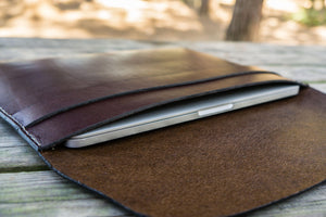 Personalized Leather MacBook Sleeves - Dark Brown-Galen Leather
