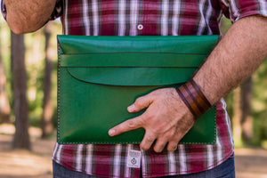 Personalized Leather MacBook Sleeves - Green-Galen Leather