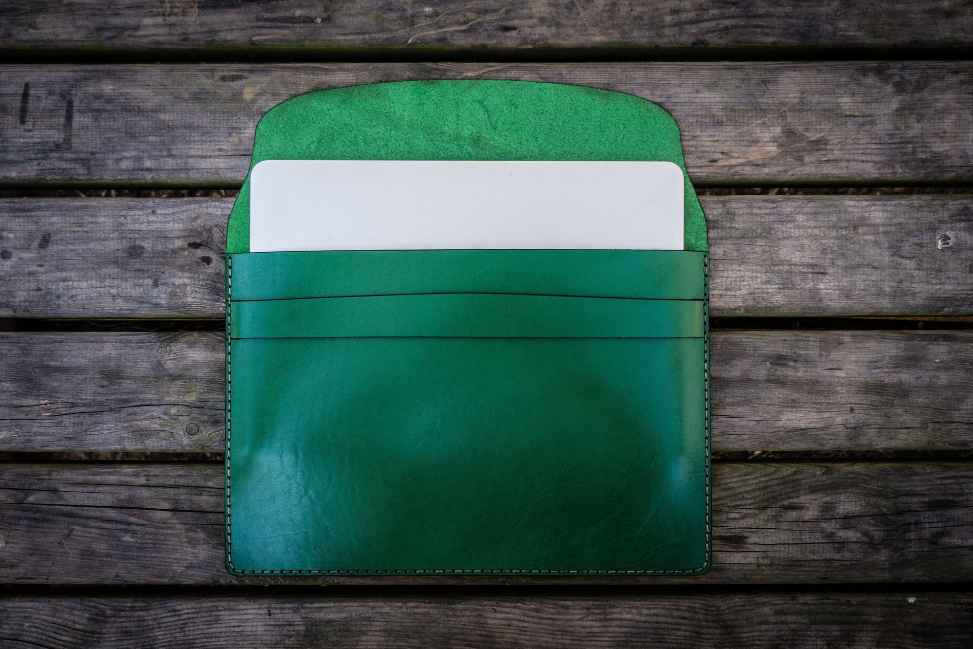 Personalized Leather MacBook Sleeves - Green-Galen Leather