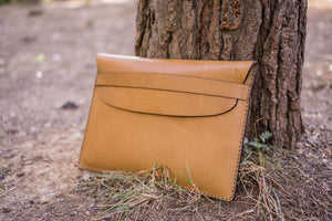 Personalized Leather MacBook Sleeves - Natural-Galen Leather