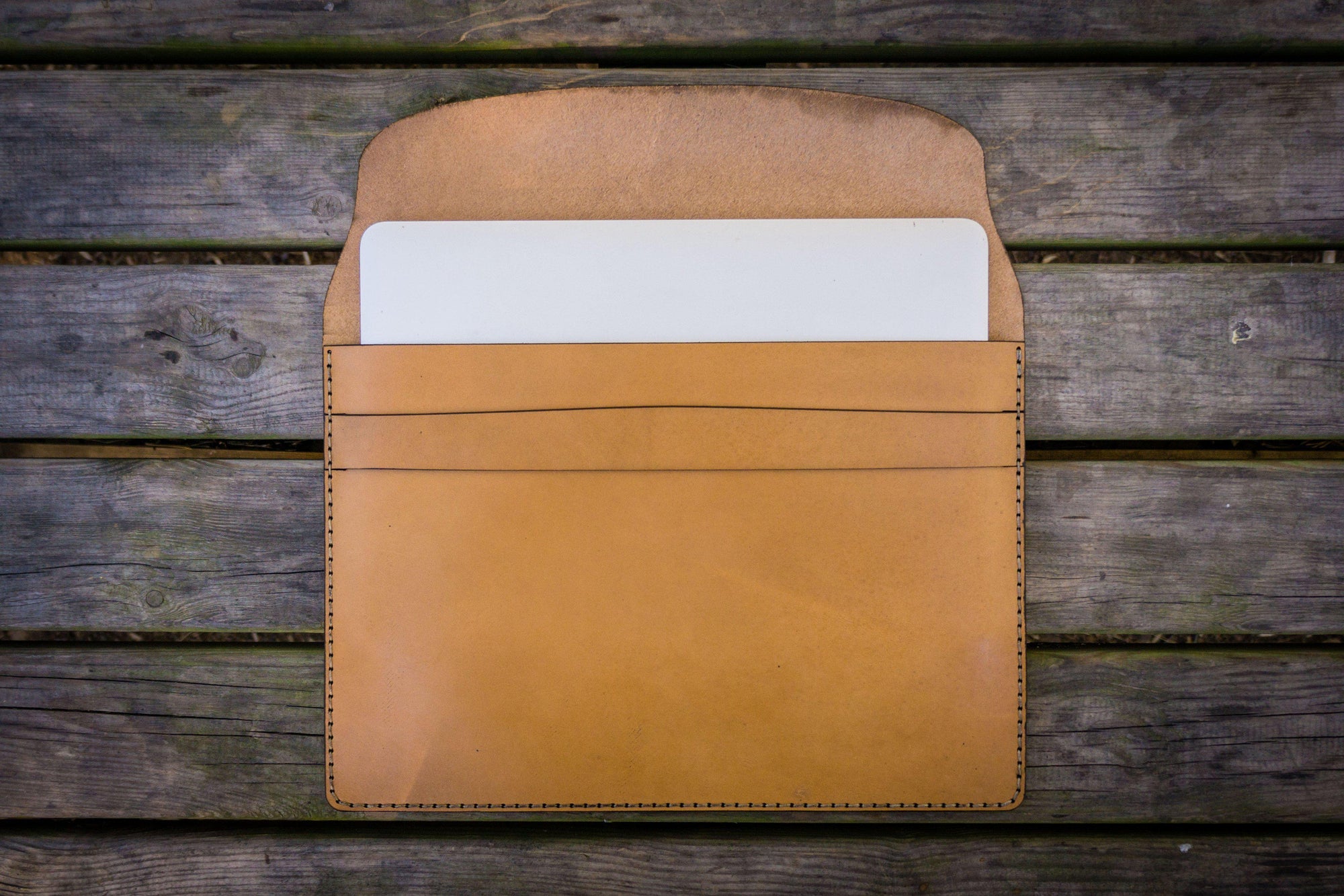 Personalized Leather MacBook Sleeves - Natural-Galen Leather