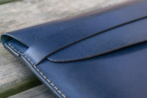 Personalized Leather MacBook Sleeves - Navy Blue-Galen Leather