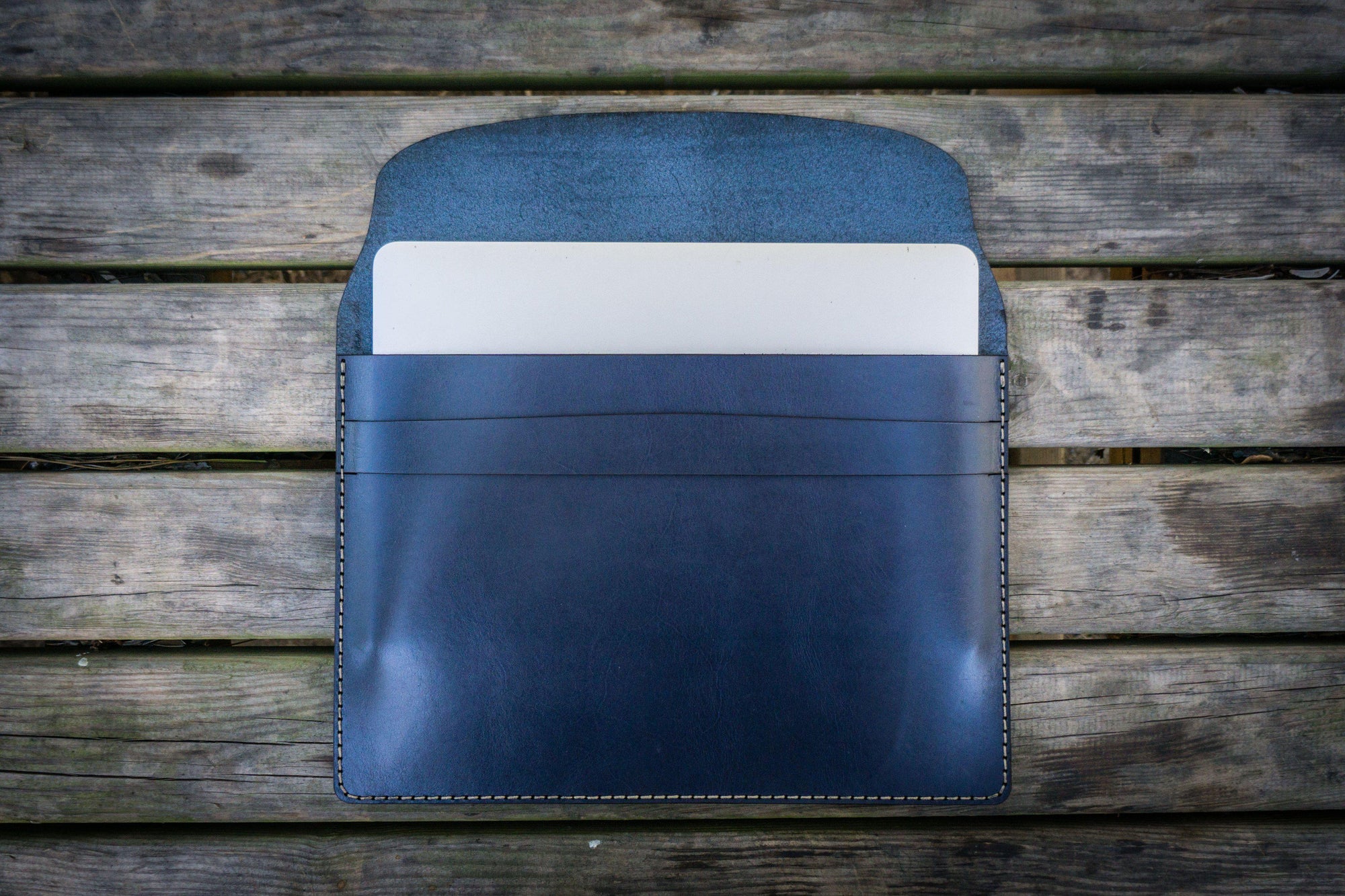 Personalized Leather MacBook Sleeves - Navy Blue-Galen Leather