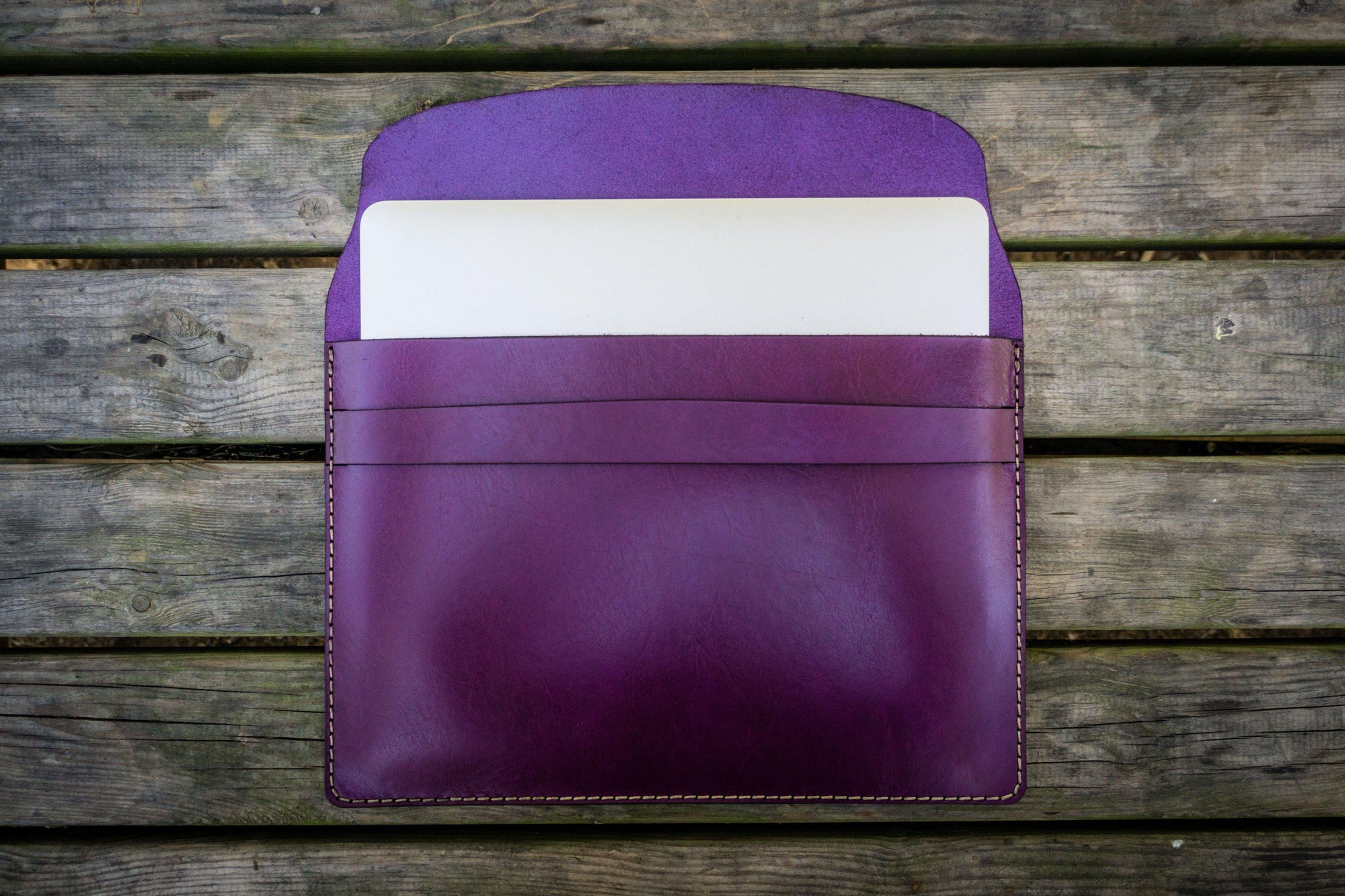 Personalized Leather MacBook Sleeves - Purple-Galen Leather