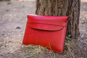 Personalized Leather MacBook Sleeves - Red-Galen Leather