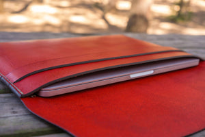 Personalized Leather MacBook Sleeves - Red-Galen Leather