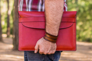 Personalized Leather MacBook Sleeves - Red-Galen Leather