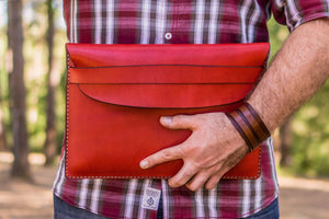 Personalized Leather MacBook Sleeves - Red-Galen Leather