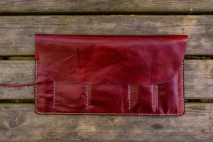 Personalized Leather Pen Roll - Red-Galen Leather