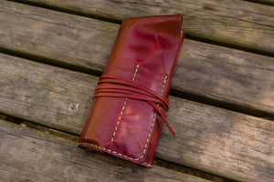 Personalized Leather Pen Roll - Red-Galen Leather