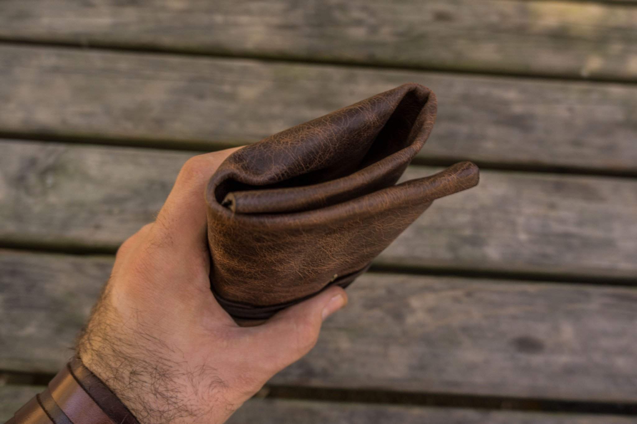 Leather Pen Roll - Rustic Dark Brown - Galen Leather