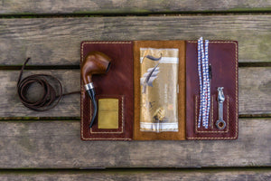 Personalized Leather Pipe Pouch/Pipe Roll - Brown-Galen Leather