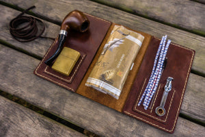 Personalized Leather Pipe Pouch/Pipe Roll - Brown-Galen Leather