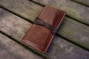 Personalized Leather Pipe Pouch/Pipe Roll - Brown-Galen Leather